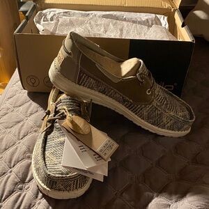 Hey Dude Brown Plaid Loafers